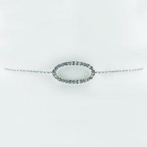 Oval Motif Bracelet in White Gold - Front View