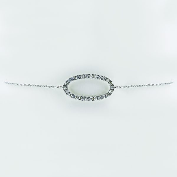 Oval Motif Bracelet in White Gold - Front View