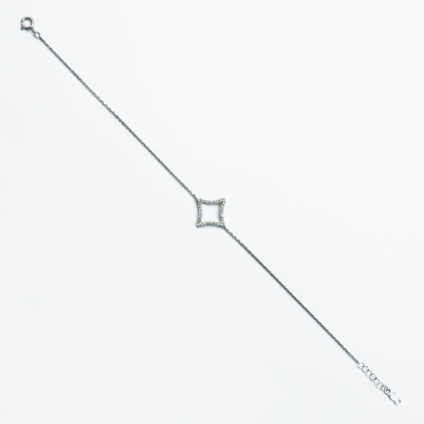BR0678 Rhombus Motif Diamond Bracelet in White Gold
