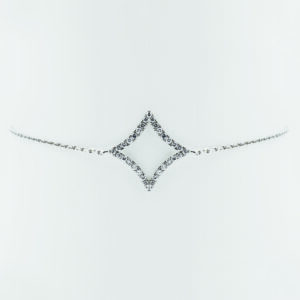 Rhombus Motif Diamond Bracelet in White Gold - Front View