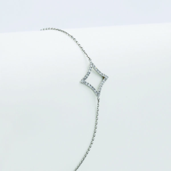 BR0678-B Rhombus Motif Diamond Bracelet in White Gold - Side View