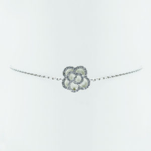 Camellia Diamond Bracelet in White Gold - Front View