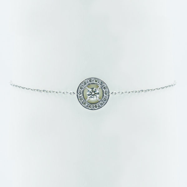 Round Motif Diamond Bracelet in White Gold - Front View