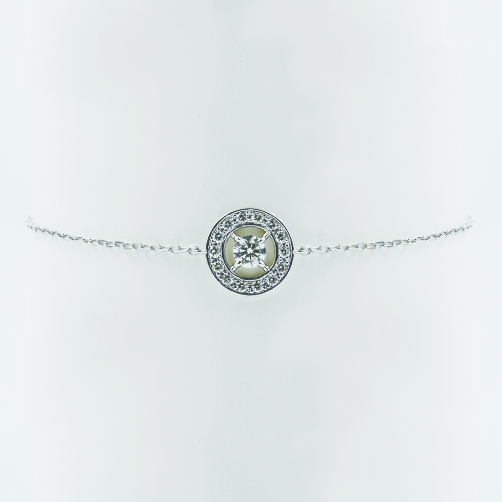 Round Motif Diamond Bracelet in White Gold - Front View