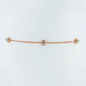 Three Diamonds Bracelet in Rose Gold - Front View