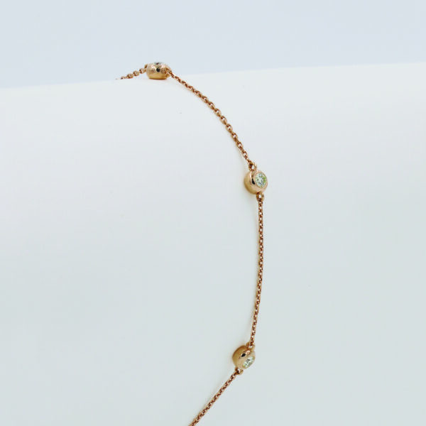 BR0682-B Three Diamonds Bracelet in Rose Gold - Side View