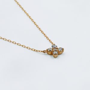 Romantic Diamond Necklace in Rose Gold - Side View
