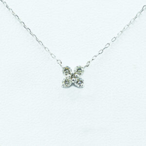 Romantic Diamond Necklace in White Gold - Front View