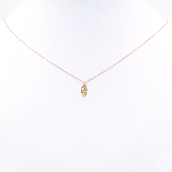 NE0943R-A Leaf-Shaped Diamond Necklace in Rose Gold - Front View