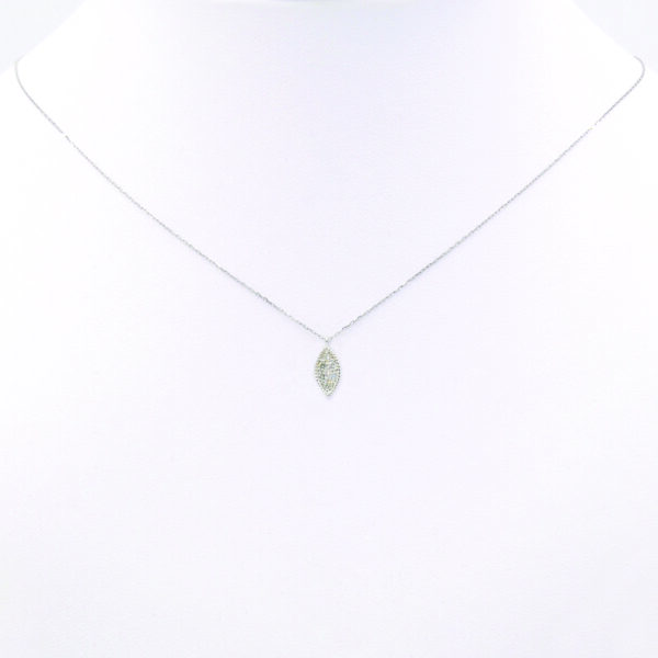 NE0943W-A Leaf-shaped diamond necklace in white gold - Front View