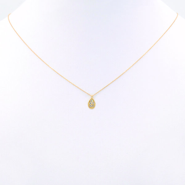 NE0944Y-A Pear-Shaped Diamond Necklace in Yellow Gold - Front View