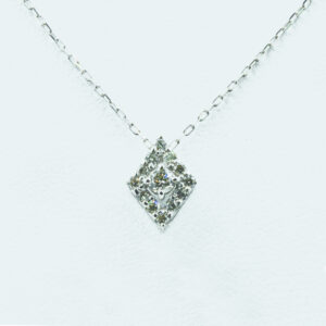 Rhombus Motif Diamond Necklace in White Gold