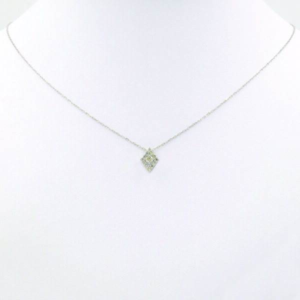 NE0945W-A Rhombus Motif Diamond Necklace - Neck View