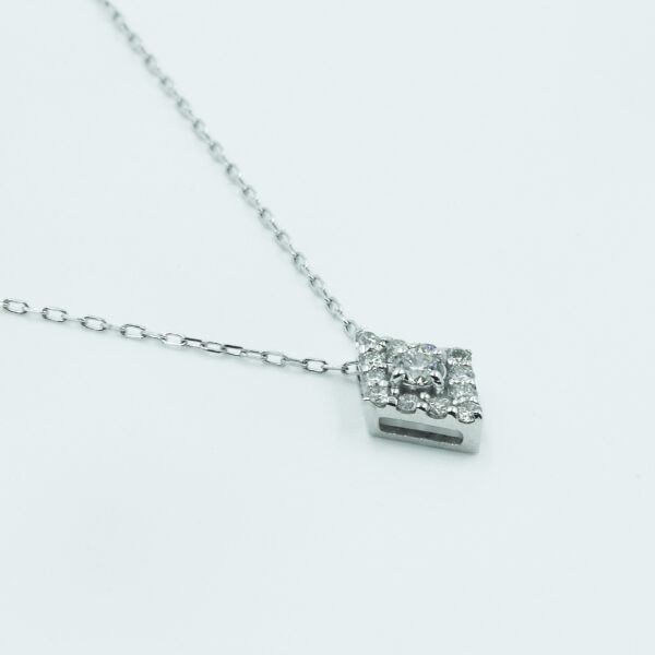 NE0945W-B Rhombus Motif Diamond Necklace - Side View