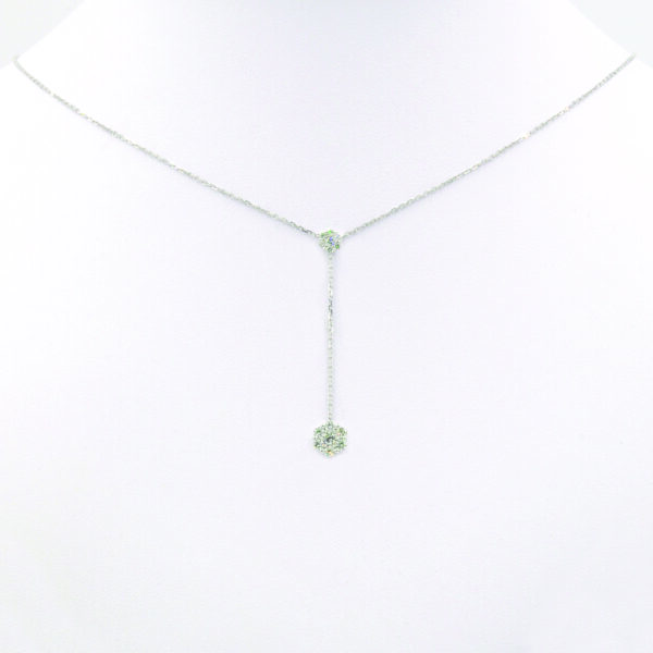 NE0951-A Floral Drop Diamond Necklace - Neck View