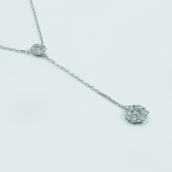NE0951-B Floral Drop Diamond Necklace - Side View