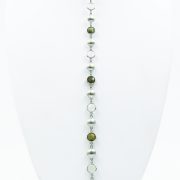Multi-Coloured Gems & Beads Necklace - White Gold-Plated - Length View