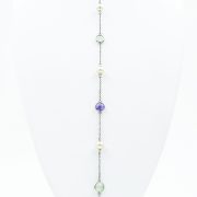 Aquamarine & Amethyst Pearl Necklace - White Gold-Plated Silver - Length View