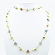 Multi-Coloured Stones Necklace in Yelloe Gold-Plated Silver