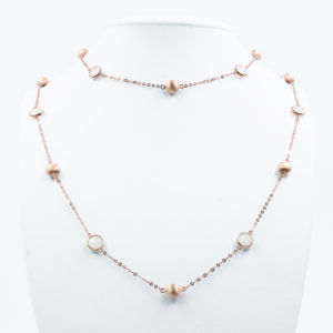 Moonstone Necklace with Rose Gold-Plated Beads