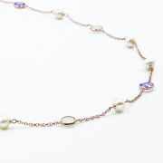 Amethyst & Pearl Necklace - Rose gold-plated Silver - Length View